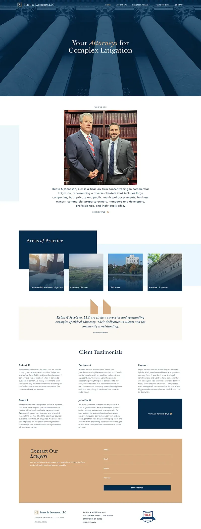 Rubin + Jacobson website designed and built by Webconsuls